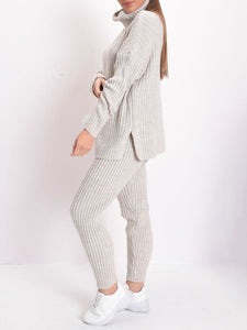 Stylish Casual Loose Knitted Round Neck Long Sleeve Suit