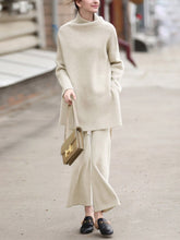 Load image into Gallery viewer, Autumn And Winter Simple Fashion Loose Tops Wide Leg Trousers Knitted Two-Piece