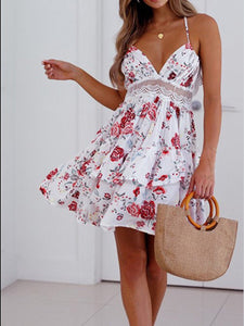 V-neck Lace Halter Dresses