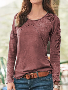 Cutout Large Size Long Sleeve Shirt