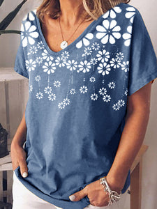 Simple Casual Loose Print T-Shirt Top