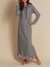 Load image into Gallery viewer, Printed Patchwork Hooded Long Sleeve Dress