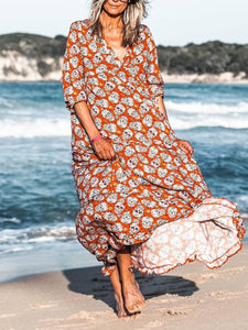 Bohemian Vintage Casual Loose Vacation Beach Dress