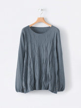 Load image into Gallery viewer, Crew Neck Casual Pleated Knit Sweater