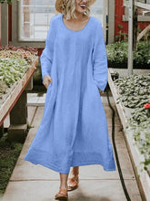 Load image into Gallery viewer, Plus Size Casual Solid Long Sleeve Pockets Dresses