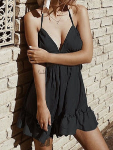 V-neck Lace Halter Dresses