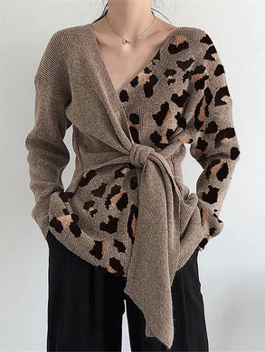 Fashion Leopard Colorblock Sweaters