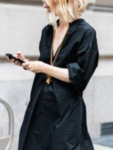 V-neck Long-sleeved Casual Dress