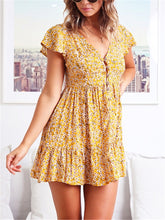 Load image into Gallery viewer, Fashion Floral V Neck Slim Mini Dresses