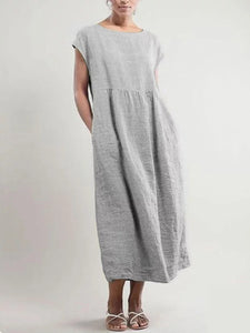 Casual Round Neck Pocket Dress