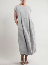 Load image into Gallery viewer, Casual Round Neck Pocket Dress