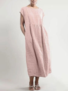 Casual Round Neck Pocket Dress