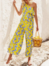 Load image into Gallery viewer, Casual One-Shoulder Ruffled Wave Dot Print Jumpsuit