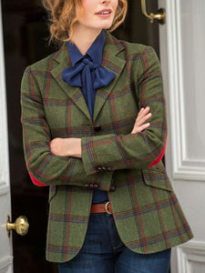 Vintage Casual Plaid Small Suit