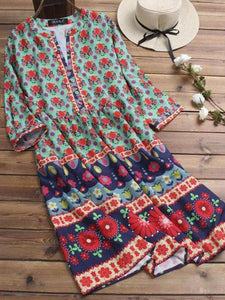 Bohemian Floral Print Dress