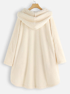 Irregular Long Sleeve Hooded Coat