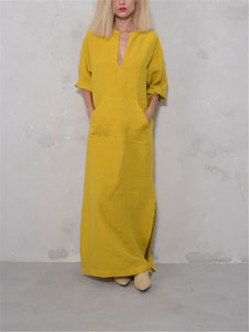 Comfortable Casual Loose Cotton Linen Long Dress