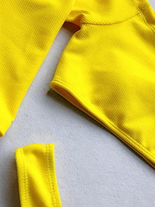 Sexy Off The Shoulder Halflong Sleeve Pure Colour Bikini Swimwear