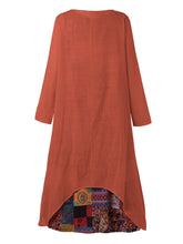 Load image into Gallery viewer, Autumn Cotton and Linen Fake Two Long Sleeve Loose Dress