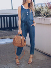 Load image into Gallery viewer, Women&#39;s Casual Drawstring Denim Sleeveless Jumpsuit