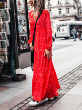 Load image into Gallery viewer, V-neck Long Sleeve Printed Maxi Dress