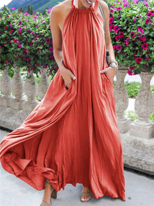 Bohemian Elegant Beach Vacation Loose Maxi Dress