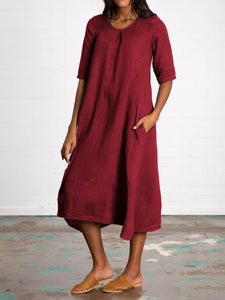 Cotton and Linen Casual Long Dress