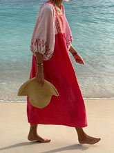 Load image into Gallery viewer, 3/4 Sleeve Square Neck Paneled Boho Maxi Dresses