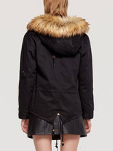 Load image into Gallery viewer, Faux Fur Collar Hooded Women Short Loose Drawstring Coat