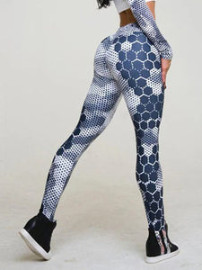 Sexy Honeycomb Print High Waist Yoga Pants