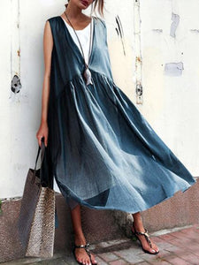 Loose Casual Big Swing V-neck Dress