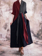 Load image into Gallery viewer, Fashion Vintage Cotton and Linen Lace Dress Stitching Slim Robes