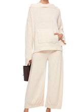 Load image into Gallery viewer, Hooded Pocket Long Sleeve Knit Solid Two Piece Suit