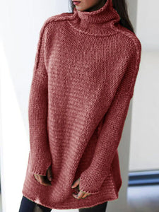 Turtleneck Knitted Long Sleeve Plus Size Sweaters