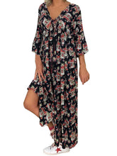 Load image into Gallery viewer, Printed V-neck Long Sleeve Dress