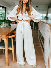 Load image into Gallery viewer, Fashion Solid Color Single Breasted Wide Leg Pants Suit