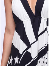 Load image into Gallery viewer, V-neck Sling with Geometric Print for A Slim Fit Maxi Dress