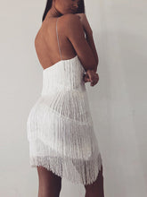 Load image into Gallery viewer, Sexy Nightclub Tassel Stitching Backless Dress Skirt Deep V-neck Dress