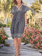 Load image into Gallery viewer, V-Neck Print Short Sleeve Dress