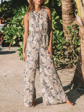 Sleeveless Tank Print Loose Jumpsuit