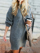 Load image into Gallery viewer, Crew Neck Shift Daily Knitted Plain Dresses