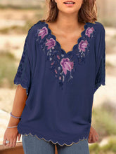 Load image into Gallery viewer, V Neck Floral Casual Short Sleeve T-Shirts &amp; Tops