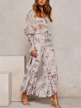 Load image into Gallery viewer, Romantic Floral Print Ruffled V Neck Sets