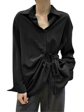 Load image into Gallery viewer, Fashion Solid Color Irregular Fold Collar Shirt