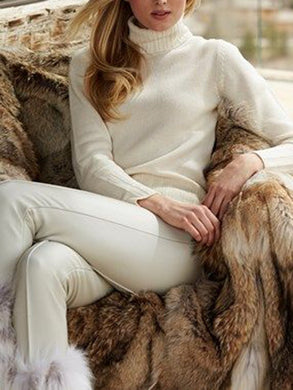 Pure Color Turtleneck Warm Suit