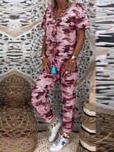 Load image into Gallery viewer, V-Neck Short Sleeve Camouflage Jumpsuit