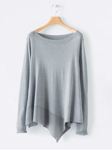 Boat Neck Casual Asymmetric Knit Sweater