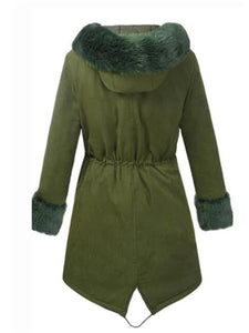 Fashion Solid Color Fur Collar Stitching Loose Coats