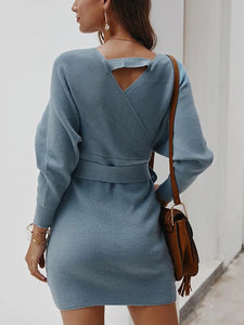 Solid Color Knit Strap Long Sleeve Maternity Dress