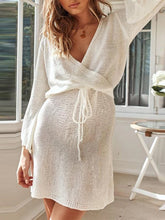 Load image into Gallery viewer, Solid Knit Cutout Lace Up Maternity Dress